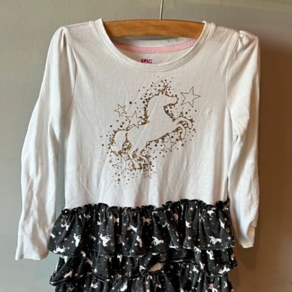 EPIC Threads Long Sleeve Dress W/ Unicorn Design - Size 5 - Picture 1 of 4